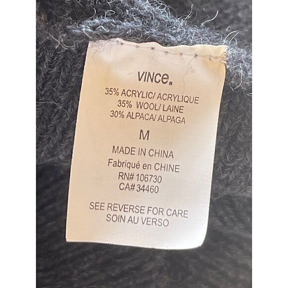 vince womens sweater Alpaca Wool blend elbow sleeves high relaxed neck - Picture 9 of 10